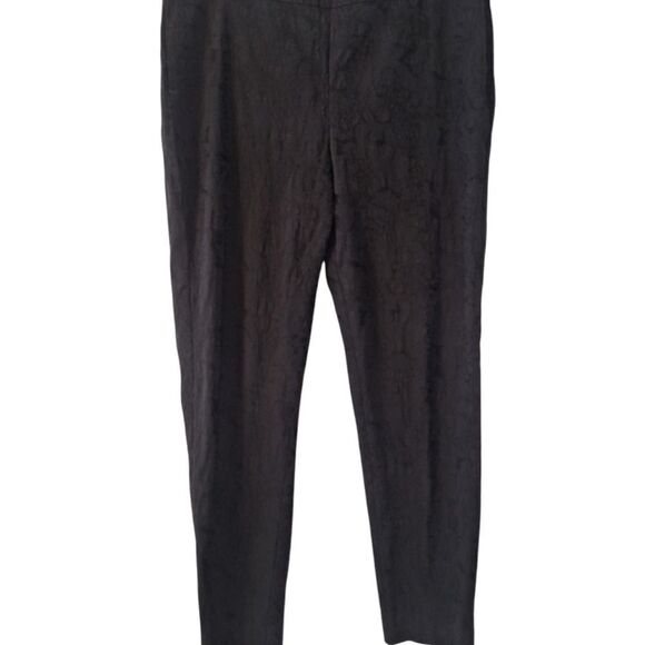 Eileen Fisher black jaquared slim stencil ankle stretch pant size M - Picture 1 of 6